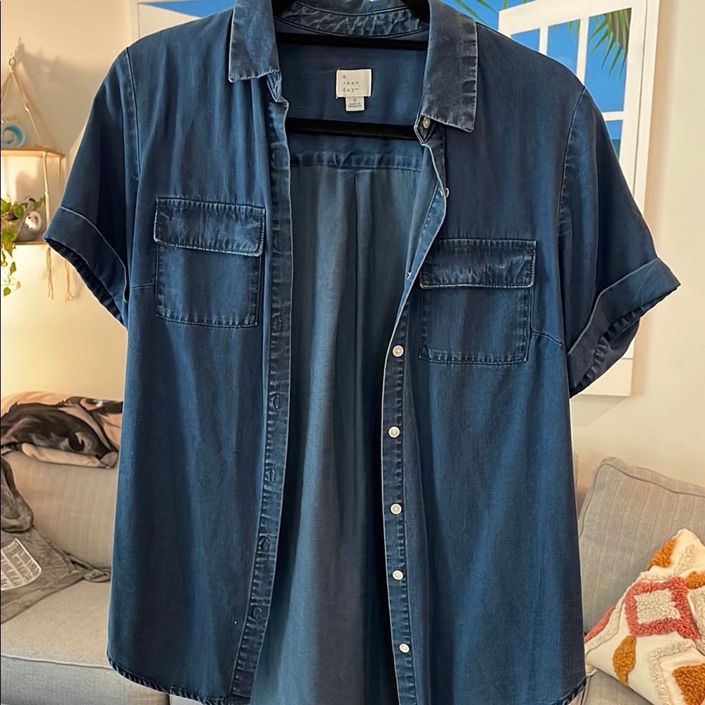 a new day Women's Super Soft Chambray Button Down Shirt